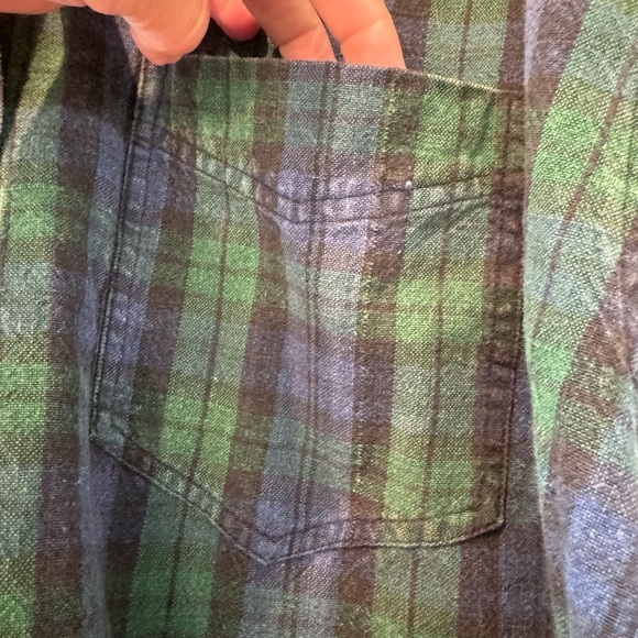 Vintage Quizz New York Plus Cotton Plaid/Chambray Floating Buttondown / 22 - Picture 3 of 11